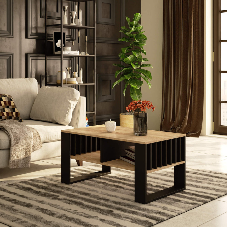 Couchtisch – ROCKFORD – Design Tisch mit Lamellen und modernem Look