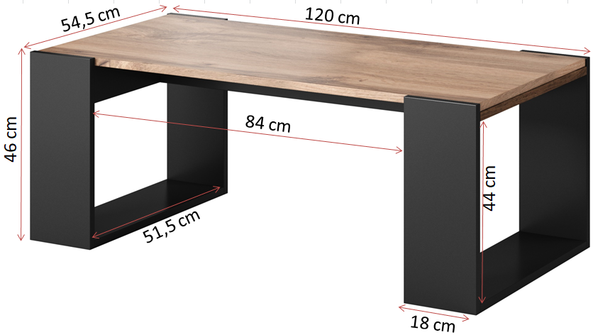 Couchtisch – WOOD – Moderner Wohnzimmertisch in Holzoptik 120 cm
