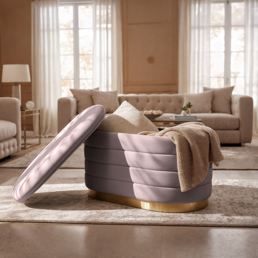 Sitzhocker – BELLA – Elegante Veloursbank im modernen Glamour Stil