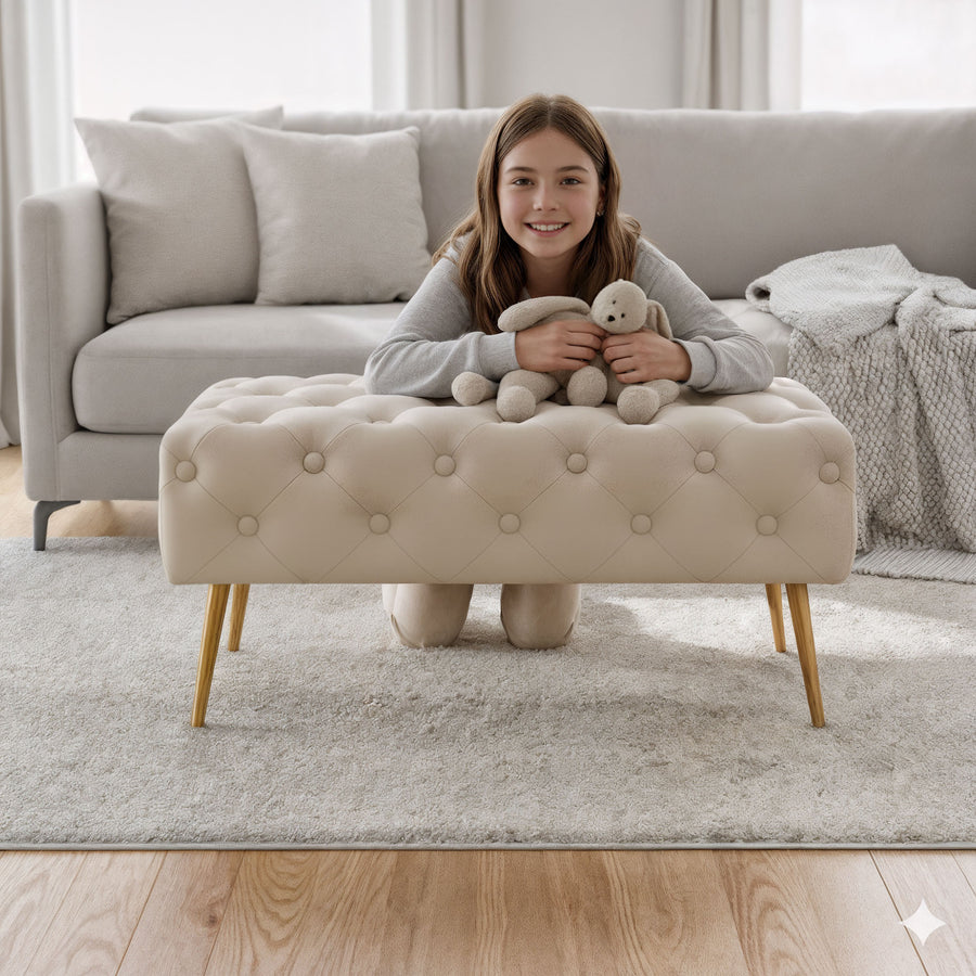 Sitzhocker – MADRID – Elegante Velourbank im Glamour Stil
