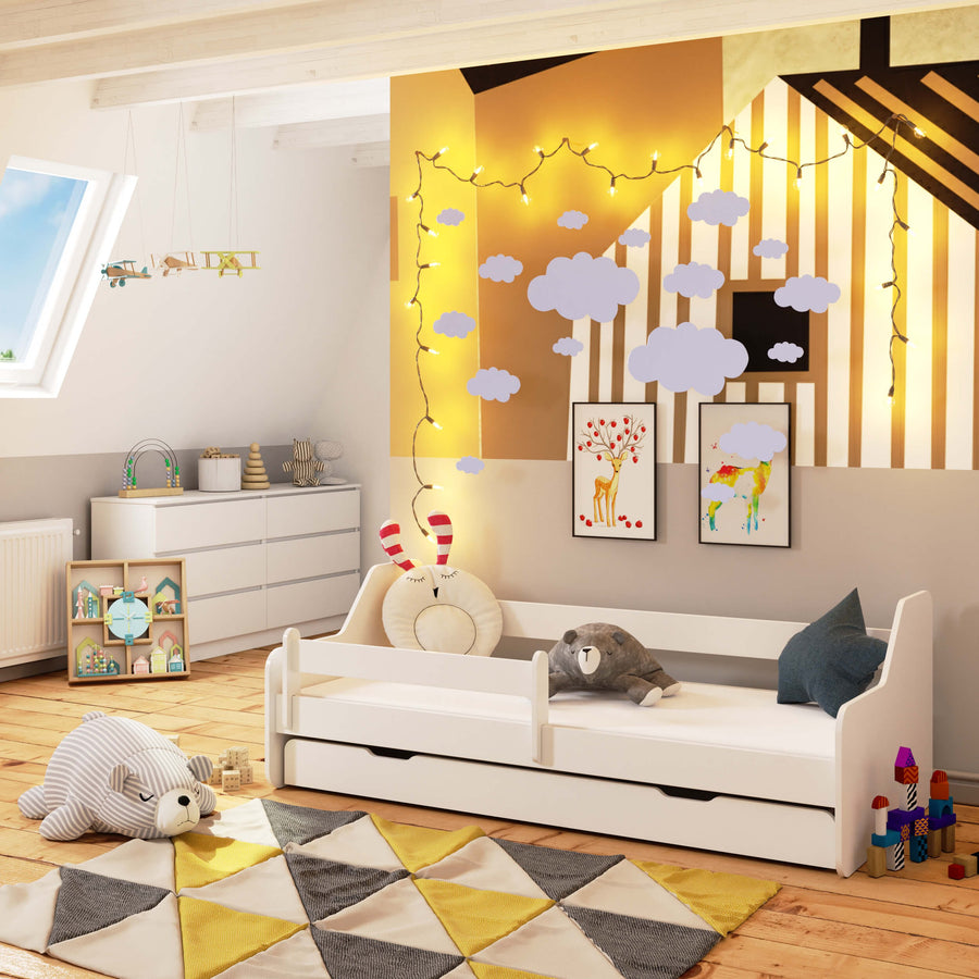 Kinderbett – ACTIV – Modernes Einzelbett mit Matratze und praktischem Stauraum für Kinderzimmer