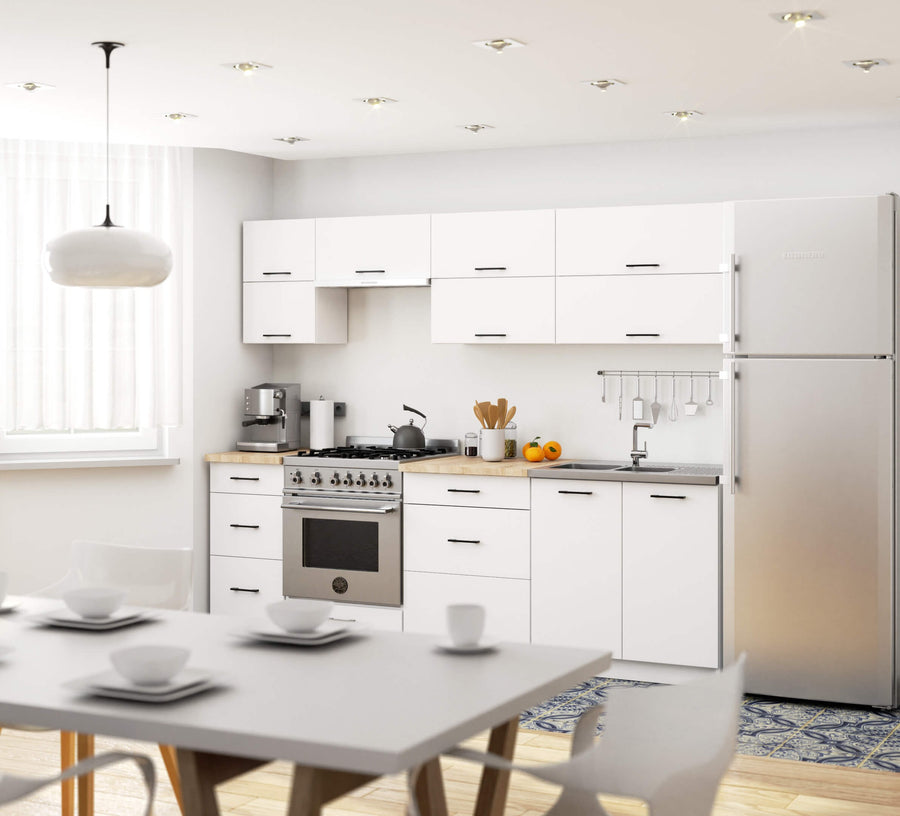Küchenzeile 240 cm – OLIWIA – Moderne Küchenzeile mit Arbeitsplatte Ohne Elektrogeräte