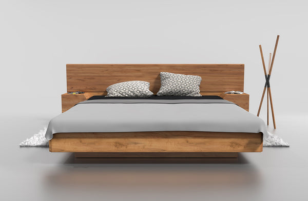 Bett – MUTOMBO I – Massivholzbett mit integriertem Stauraum