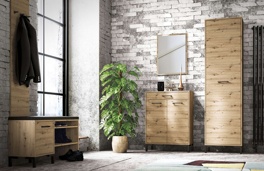 Schuhschrank – NEVIO 05 – Breite Schuhkommode mit Holzoptik