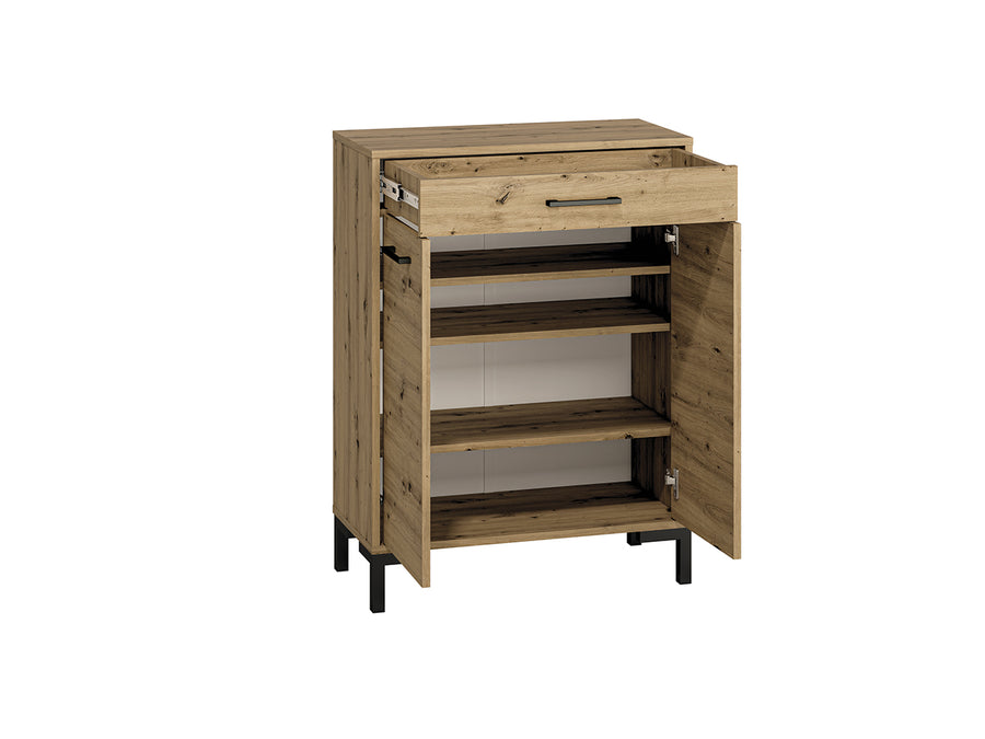 Schuhschrank – NEVIO 03 – Moderne Schuhkommode mit Vollauszug und Holzoptik