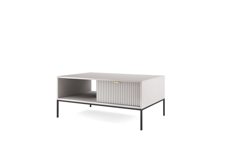 Wohnzimmer Set 4-teilig – NOVA – Grau – Modernes Stauraumensemble im strukturierten Rillen-Design für stilvolle Wohnräume