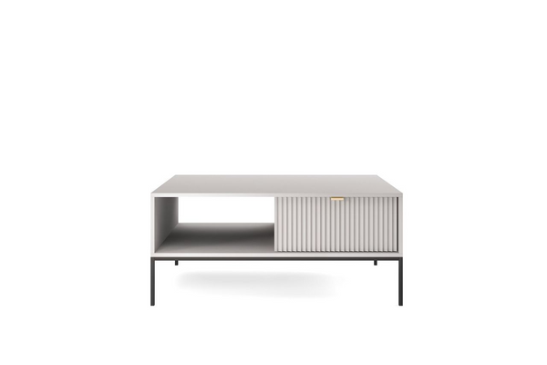 Couchtisch – NOVA – Grau mit moderner Rillenfront