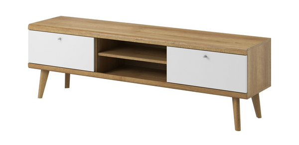 TV-Lowboard – PRIMO – PRTV160 – Weiß / Sonoma Eiche – Modernes Lowboard für stilvolle Medienbereiche