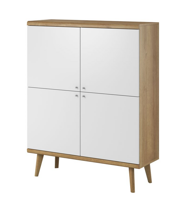 Kommode – PRIMO – PK107 – Weiß / Sonoma Eiche – Großzügige Stauraumkommode mit moderner Holzoptik
