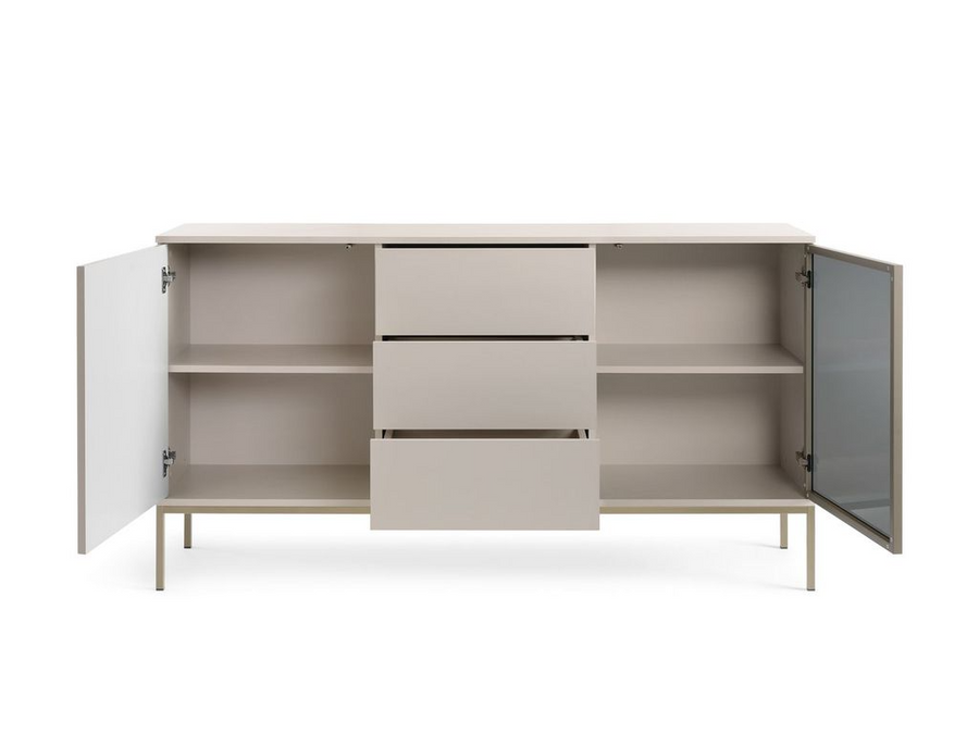 Sideboard – SENTO – KSZ154 mit Push-to-open, Glastür und LED-Beleuchtung