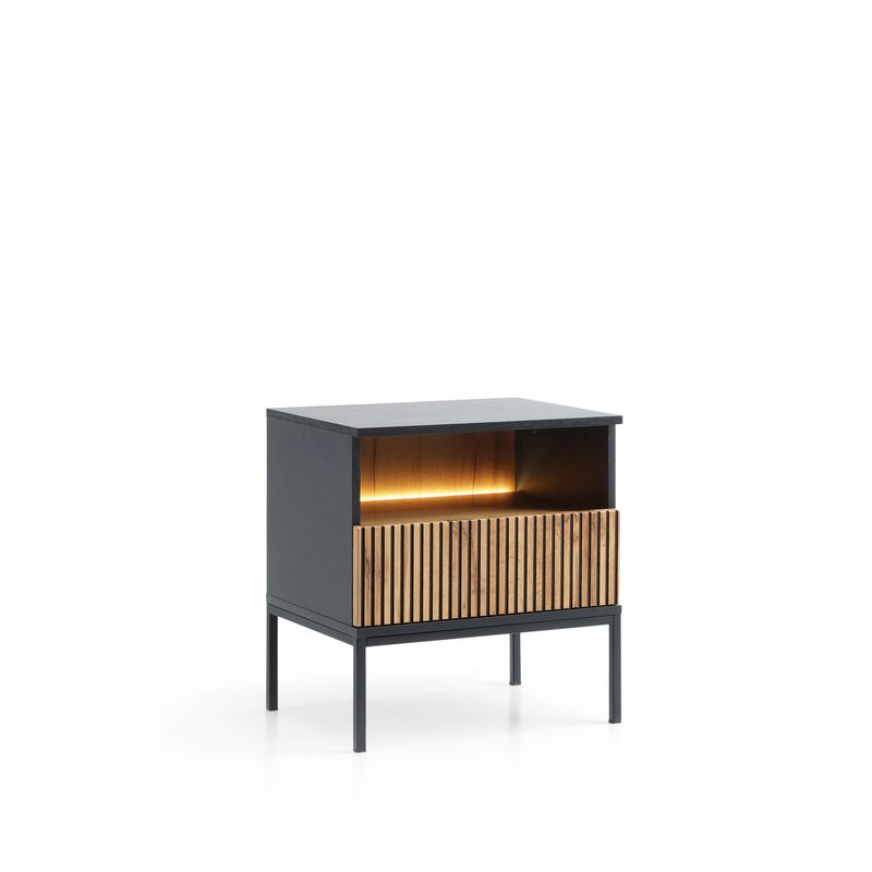Nachttisch – SENTO – S54 mit LED-Beleuchtung und Push-to-open