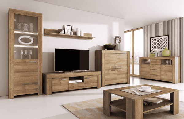 Wohnzimmer-Set – SKY – 6-teilig Sonoma Eiche im modernen Stil