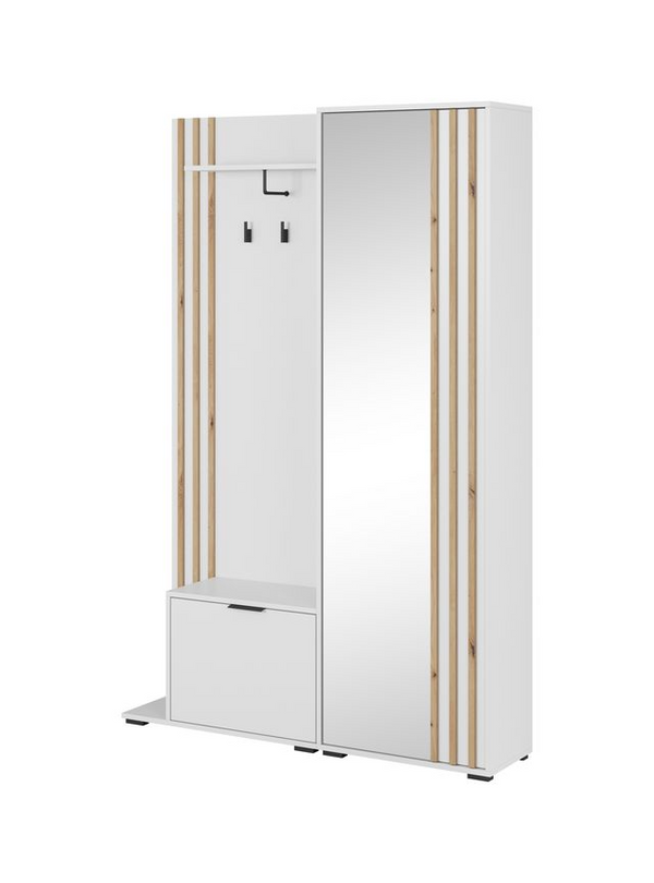 Garderobe mit Spiegeltür – NELLY – Flurgarderobe ohne Sitzkissen