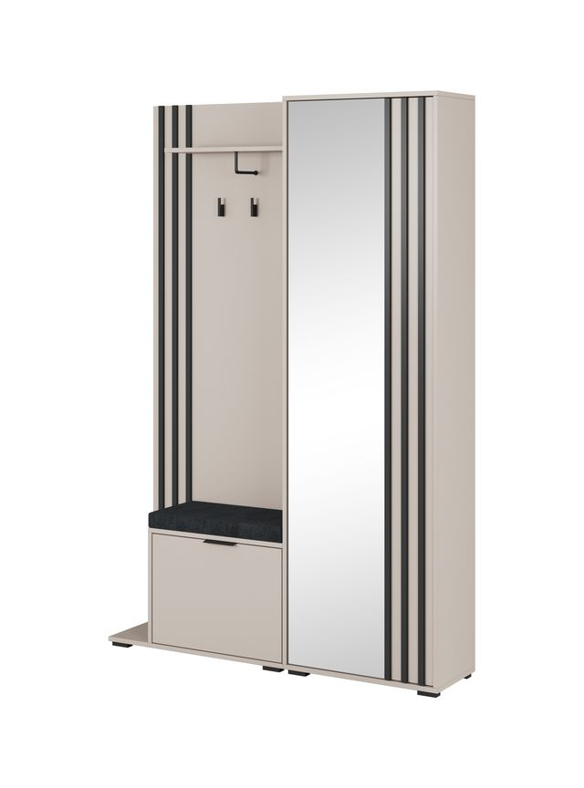 Garderobe mit Spiegeltür – NELLY – Flurgarderobe mit Sitzkissen