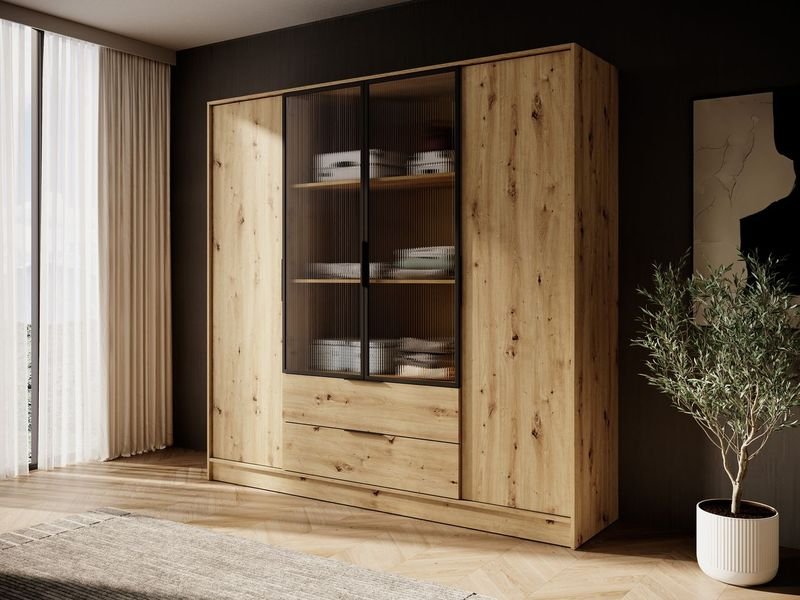 Kleiderschrank – KELLY 4D RM – Aluminiumrahmen – Glaselemente – Modernes Design für Schlafzimmer