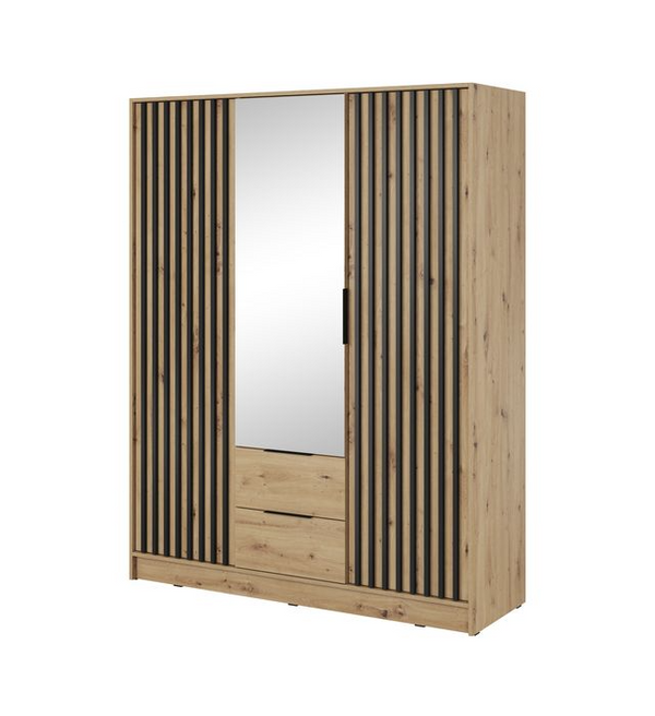 Kleiderschrank – NELLY 3D+LUS – Geräumiger Kleiderschrank mit Lamellenfront und Spiegel