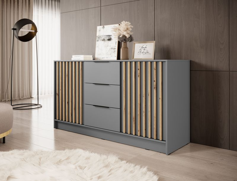 Kommode – NELLY KOM 3D – Breite Kommode mit Lamellenfront