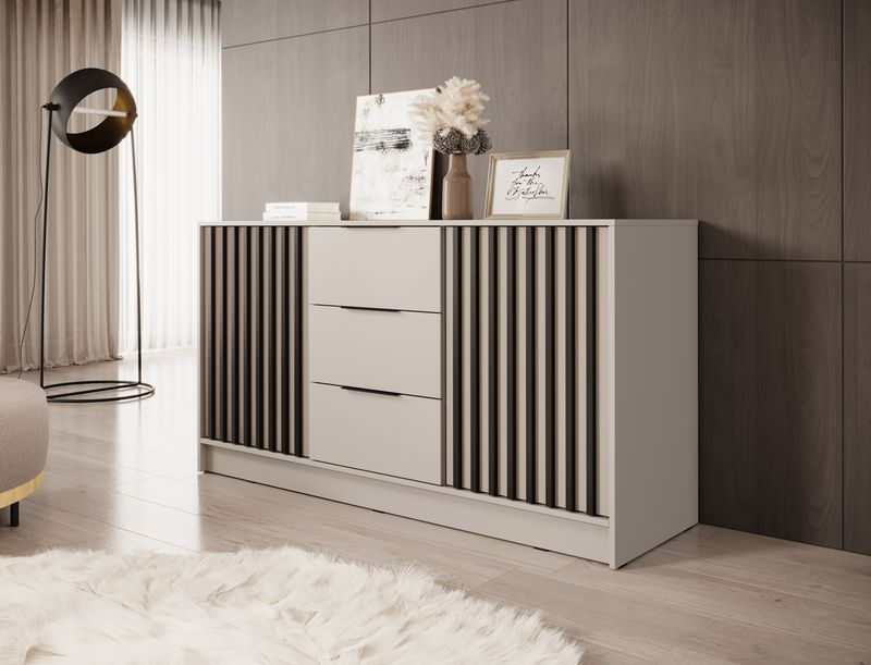 Kommode – NELLY KOM 3D – Breite Kommode mit Lamellenfront