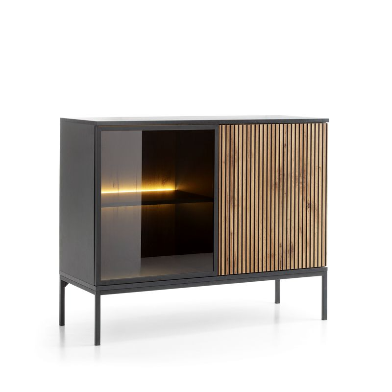Kommode – SENTO – K104 mit Glastür, Push-to-open & LED-Beleuchtung