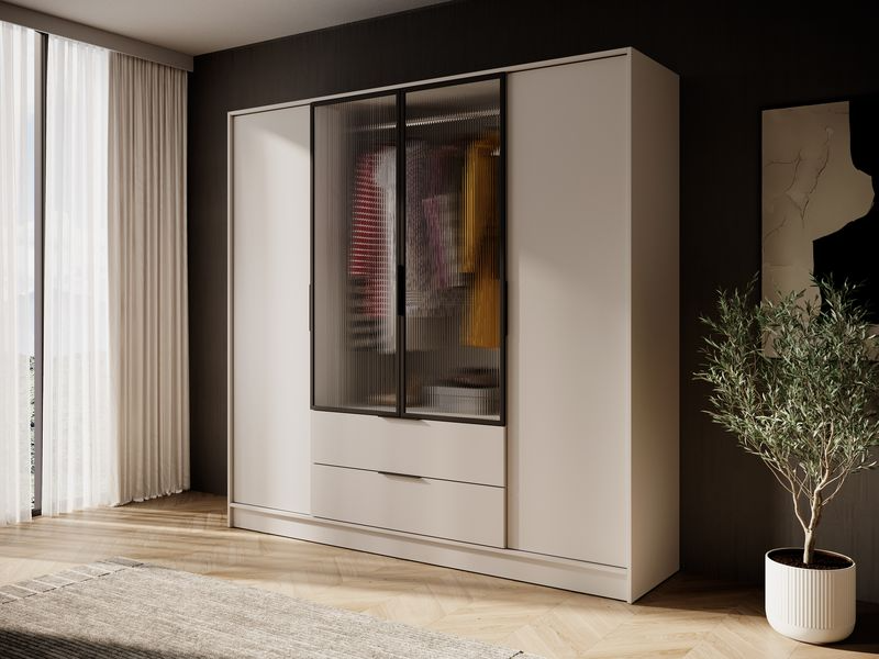 Kleiderschrank – KELLY 4D RM – Aluminiumrahmen – Glaselemente – Modernes Design für Schlafzimmer