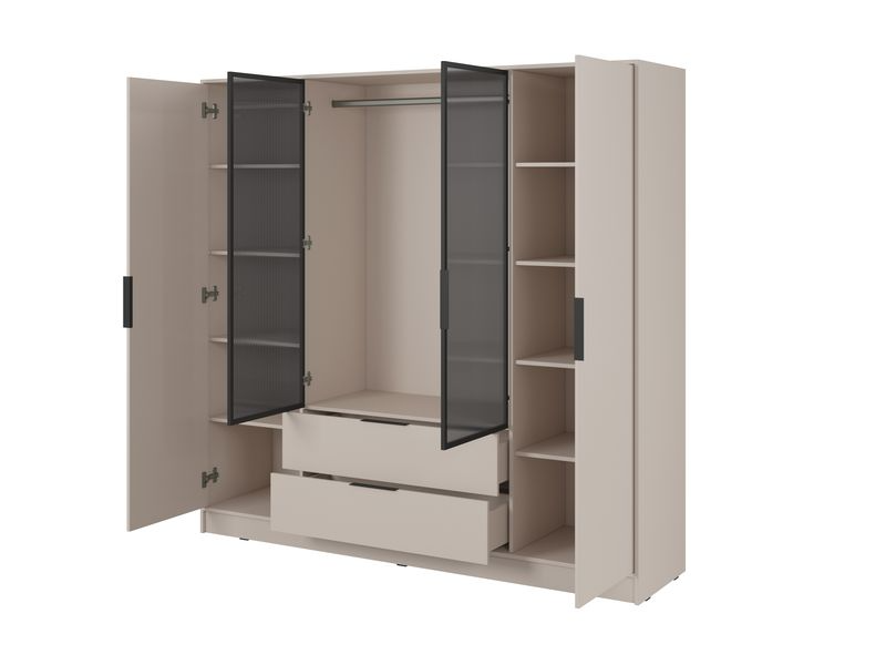 Kleiderschrank – KELLY 4D RM – Aluminiumrahmen – Glaselemente – Modernes Design für Schlafzimmer