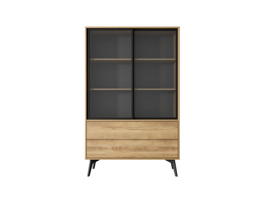 Vitrine – SLIDE – SZ-100 Artisan Eiche, stilvolle Vitrine im Industrial-Stil