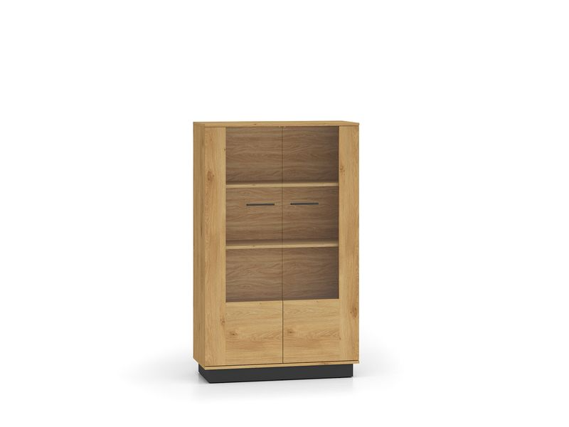 Vitrine – MODESTO 03 – Edle Eichenoptik mit stilvollen Glaseinsätzen