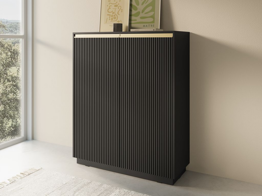 Kommode – ROYAL – KW-104 Highboard mit gerillter Front & Soft-Close