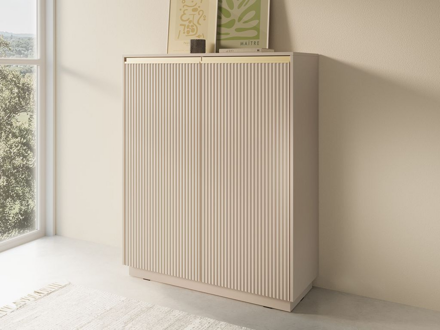 Kommode – ROYAL – KW-104 Highboard mit gerillter Front & Soft-Close
