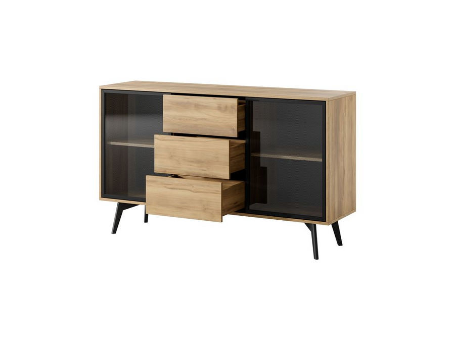 Sideboard – SLIDE – KSZ-144 Artisan Eiche, stilvolles Stauraummöbel im Industrial-Stil