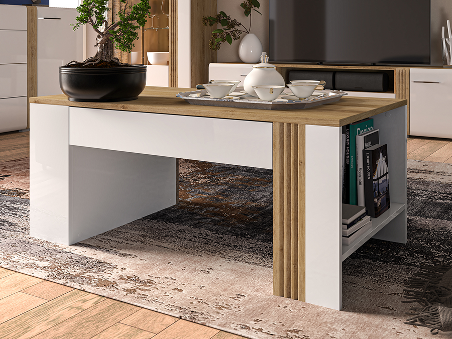 Couchtisch – ADAGIO 10 – Moderner Wohnzimmertisch mit praktischer Ablage