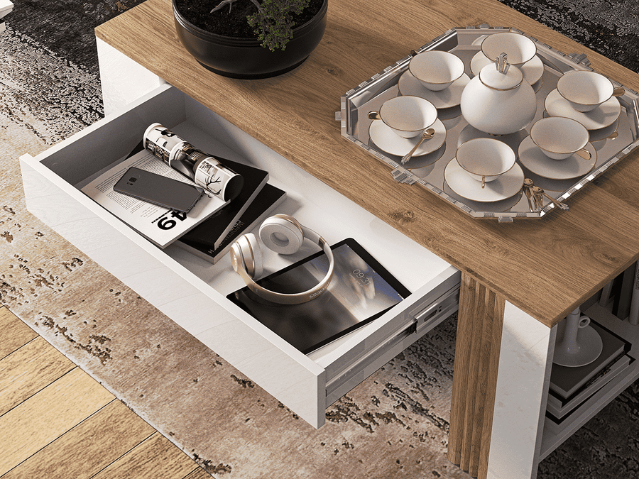 Couchtisch – ADAGIO 10 – Moderner Wohnzimmertisch mit praktischer Ablage