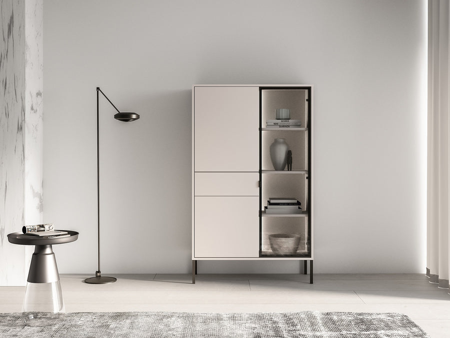 Vitrine – BARNEE 01 – Moderne Präsentation mit funktionalem Stauraum
