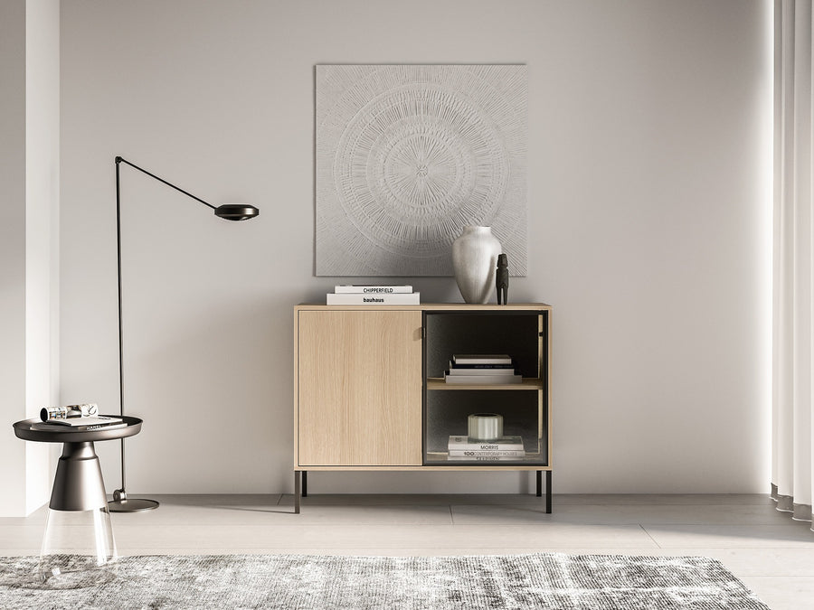 Kommode – BARNEE 03 – Stilvoller Stauraum mit Vitrinenelement