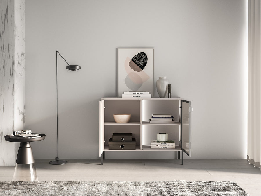 Kommode – BARNEE 03 – Stilvoller Stauraum mit Vitrinenelement