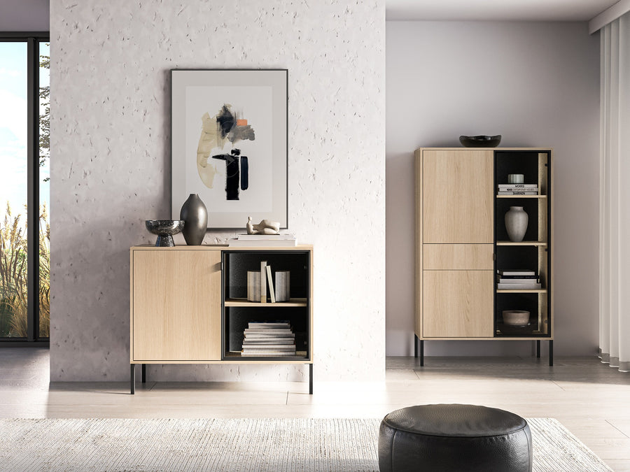 Kommode – BARNEE 03 – Stilvoller Stauraum mit Vitrinenelement