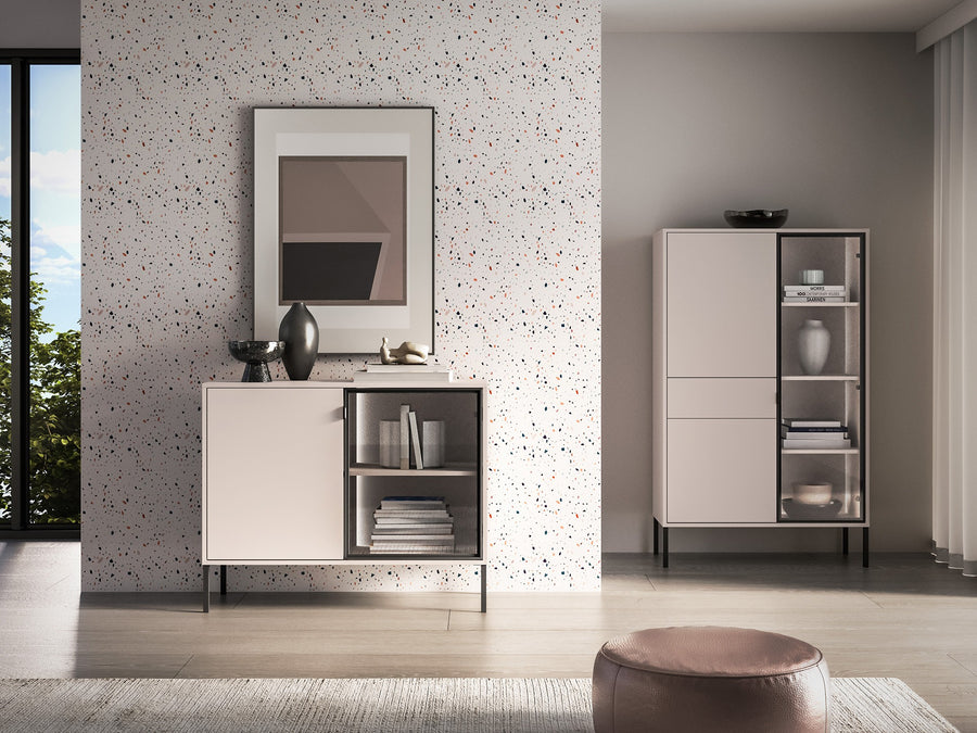 Kommode – BARNEE 03 – Stilvoller Stauraum mit Vitrinenelement