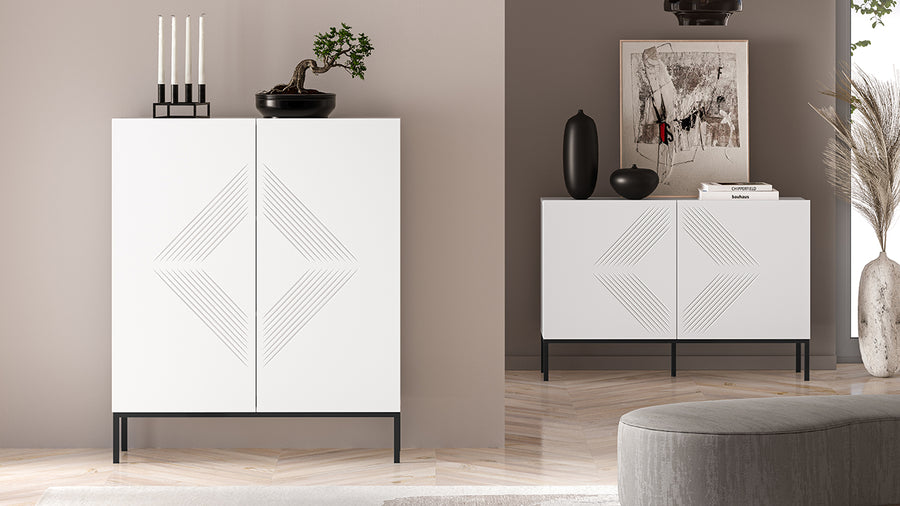 Kommode – CLEARING 01 – Elegante Highboard-Kommode mit geometrischer Fräsung