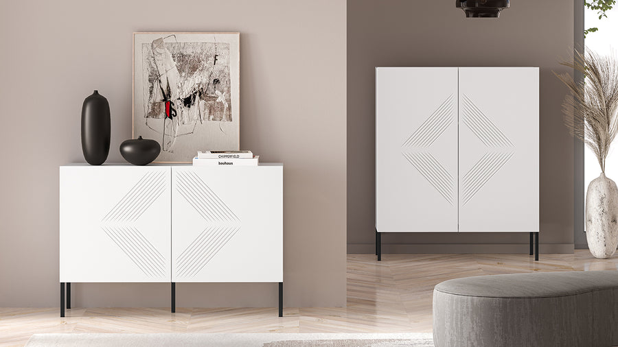 Kommode – CLEARING 03 – Moderne Midboard-Kommode mit geometrischer Fräsung