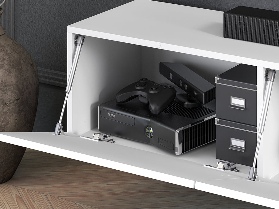 TV-Lowboard Hängend – CLEARING 07 – Schwebedesign mit geometrischer Fräsung