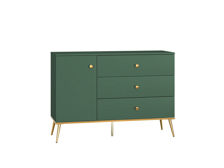 Kommode – FOREST – Elegantes Sideboard in Dunkelgrün mit goldenen Akzenten