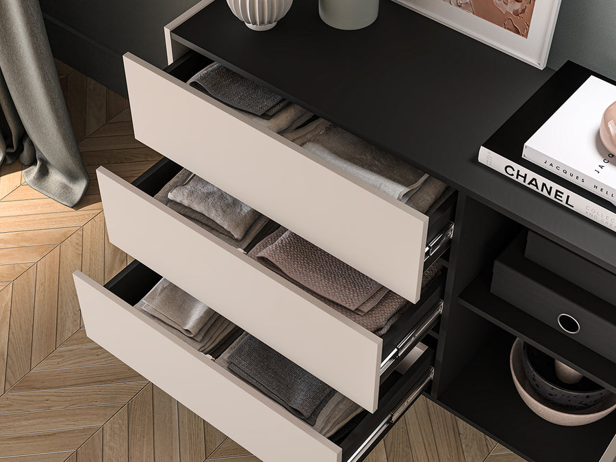 Kommode – FRESHION – Große Sideboard-Kommode mit Schubladen und Türen