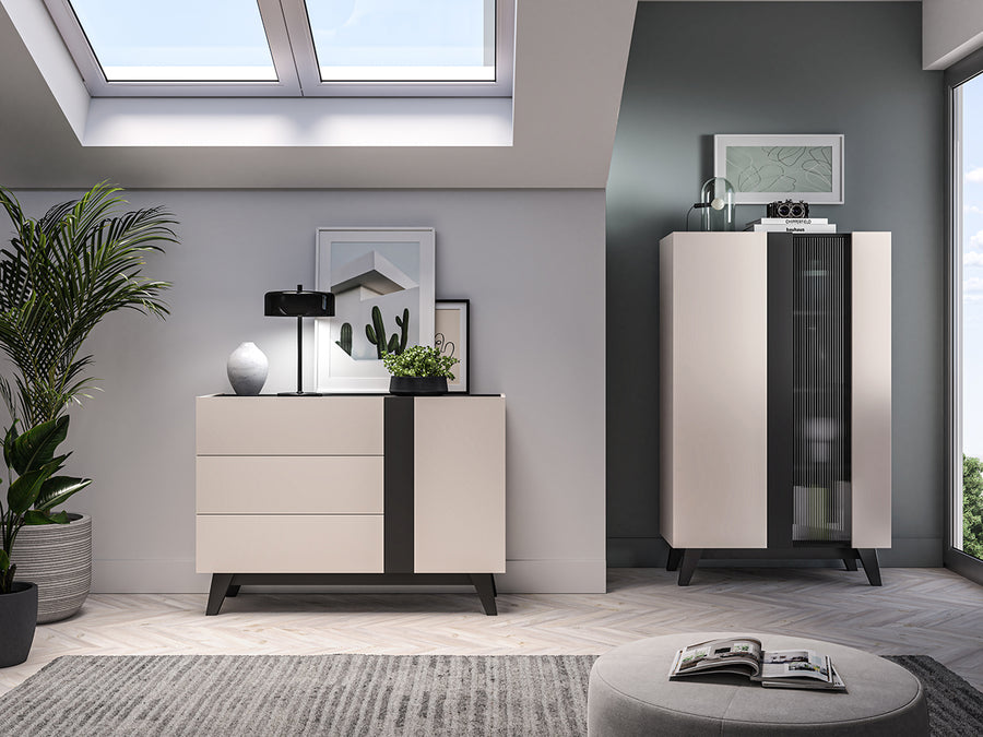 Kommode – FRESHION – Große Sideboard-Kommode mit Schubladen und Türen