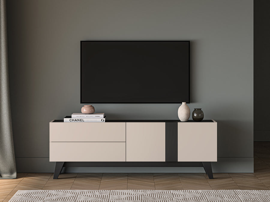 TV-Lowboard – FRESHION 05 – Moderne Fernsehkommode mit Schubladen und Türen