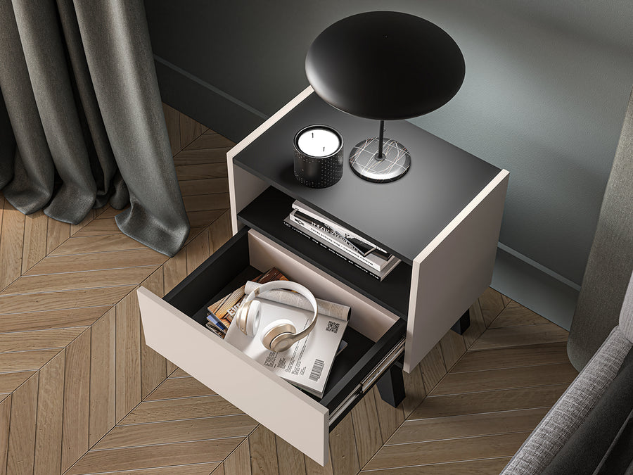 Nachttisch – FRESHION 06 – Moderner Nachtschrank mit Schublade und Ablagefach