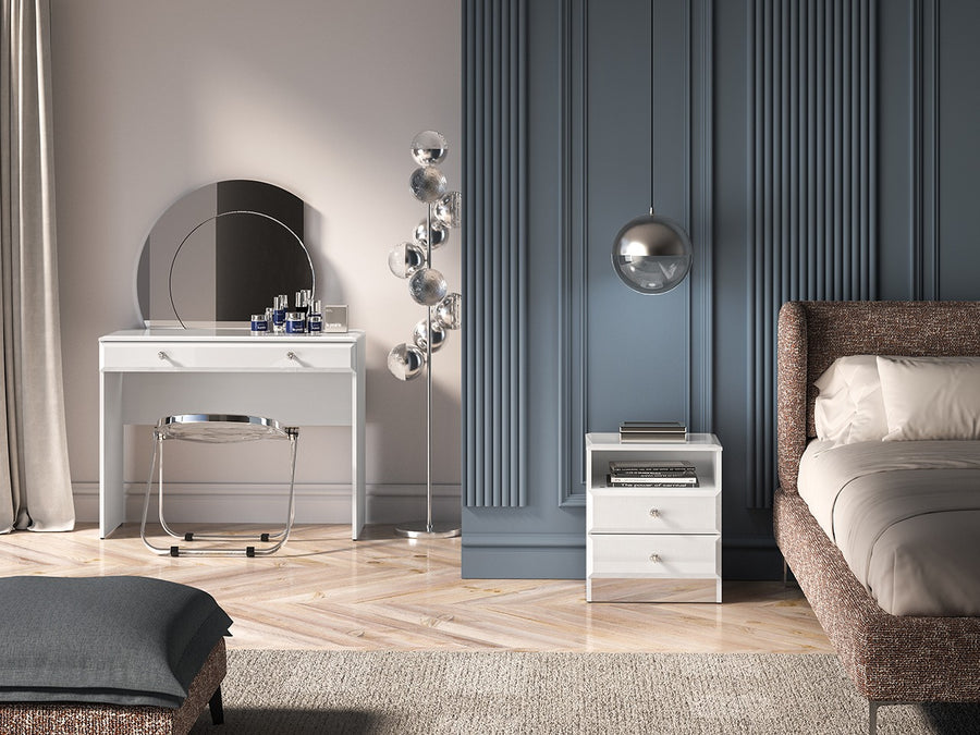 Nachttisch – GLAMOUR – Moderner Beistelltisch mit Hochglanz-Front