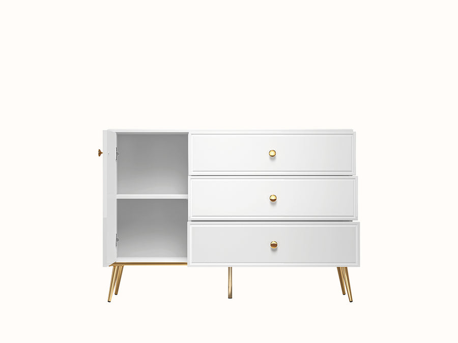 Kommode – GOLDIN – Moderne Hochglanz-Kommode mit Schubladenauszug und Soft-Close