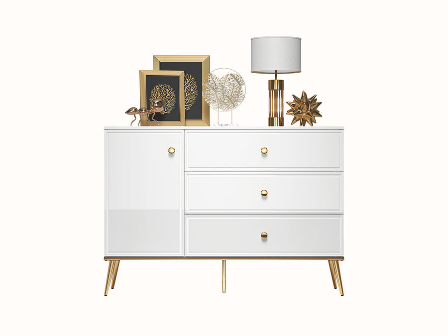 Kommode – GOLDIN – Moderne Hochglanz-Kommode mit Schubladenauszug und Soft-Close