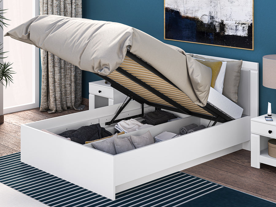 Bett – LAHTI 16 – Elegantes Design mit praktischem Stauraum Ohne Matratze
