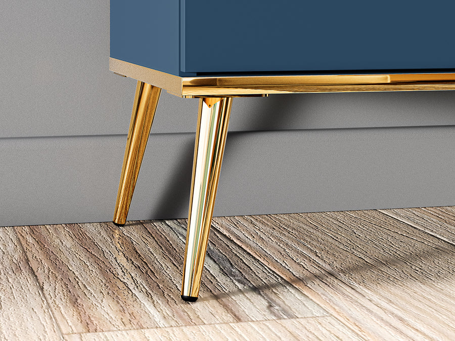Kommode – MARINE 03 – Elegantes Sideboard in Dunkelblau mit goldenen Beinen